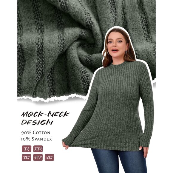 Plus Size Sweaters Women Long Sleeve Mock Neck Tunic Casual Top 3 Pack - Picture 6 of 6
